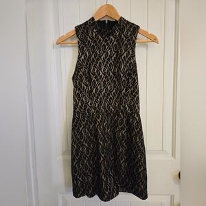 Chic Black and Gold Patterned Dress